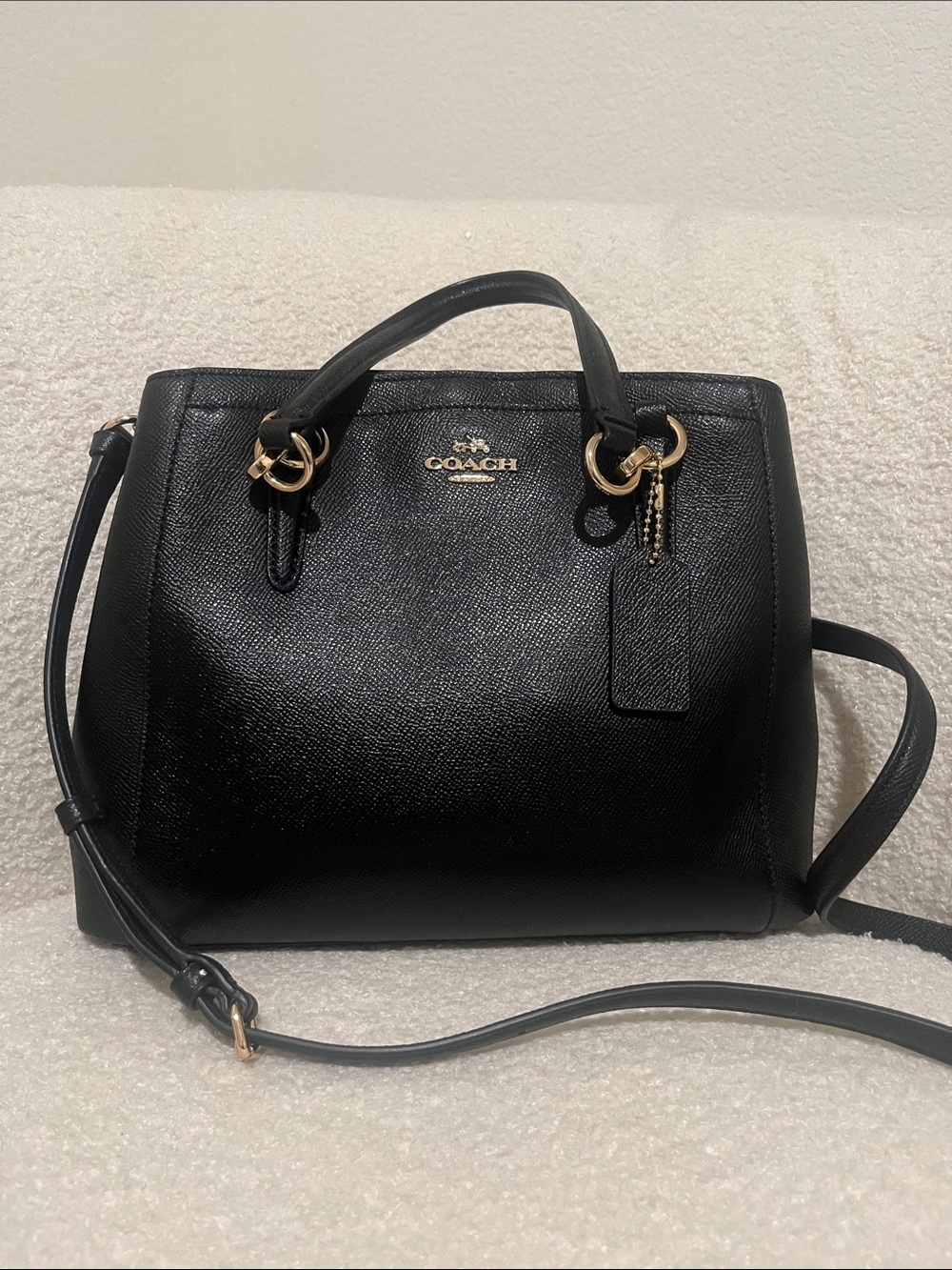 Coach Black Leather Satchel with Gold Hardware